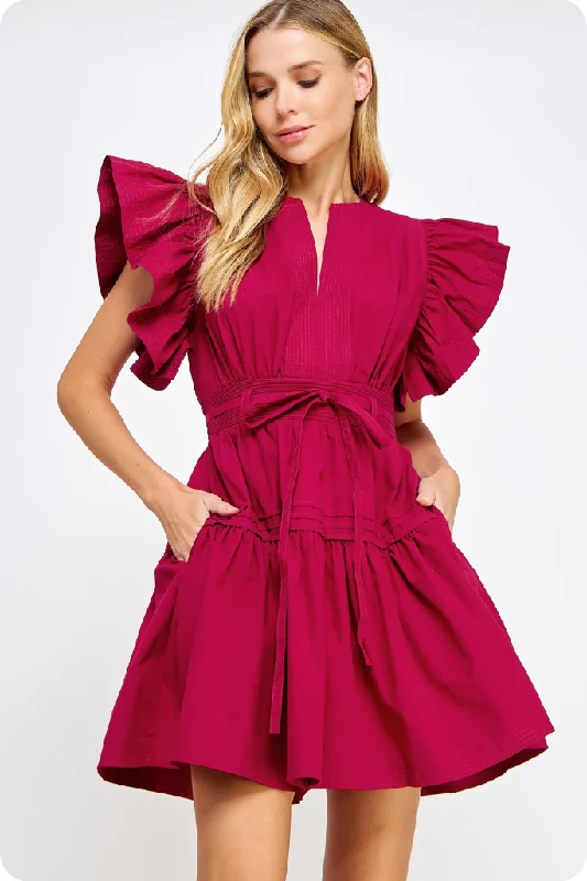 Mini dresses with polka dot patterns The Kate Mini Dress in Burgundy