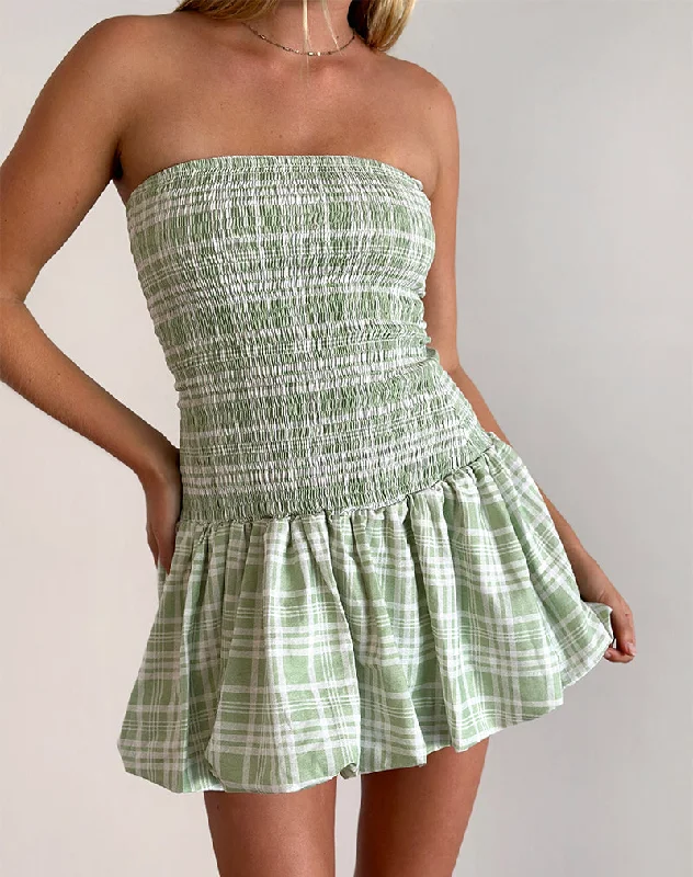 Mini dresses with ruched bodices for a feminine touch Tilikum Mini Dress in Table Cloth Neo Mint Mini dresses with ruched bodices for a feminine touch Tilikum Mini Dress in Table Cloth Neo Mint