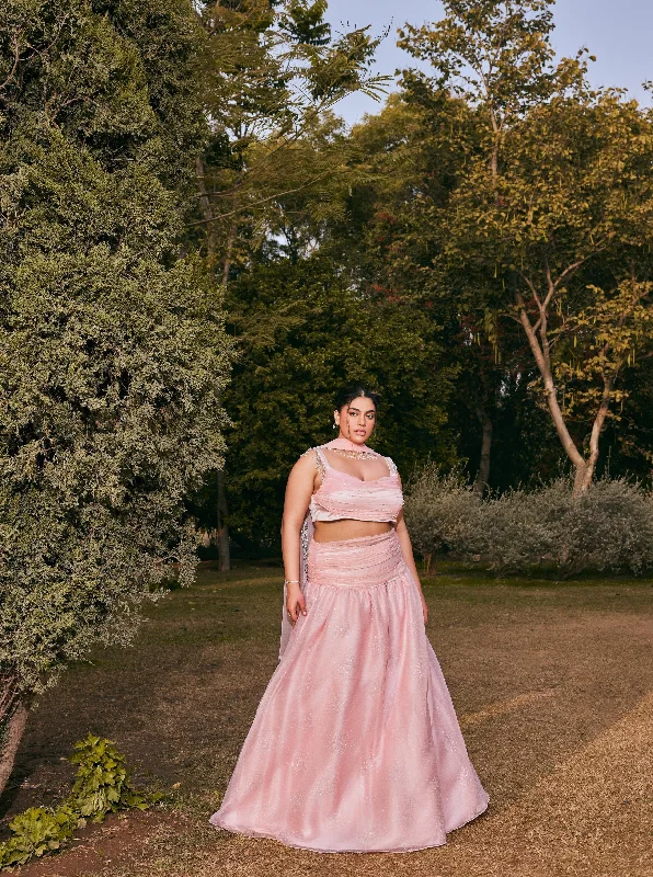 Holiday dresses with mesh panels and embroidery for a breathable and decorative holiday look Aadya Pink Mesh Lehenga Set Holiday dresses with mesh panels and embroidery for a breathable and decorative holiday look Aadya Pink Mesh Lehenga Set