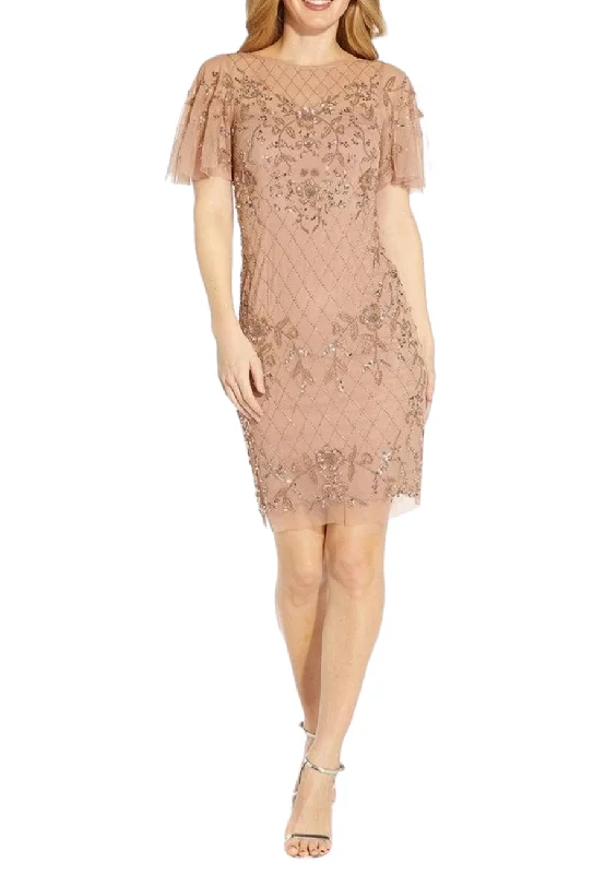 Wedding guest dresses with fringe accents for a bohemian - inspired wedding Bronze Beaded V Back Mini Dress