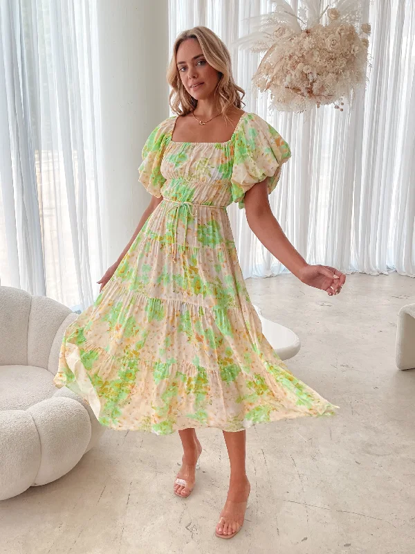 Velvet holiday dresses with beaded accents for a glamorous holiday party Aiyanna Dress - Green Floral Velvet holiday dresses with beaded accents for a glamorous holiday party Aiyanna Dress - Green Floral