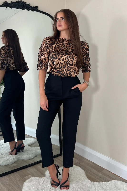 A - line party dresses with a floral print for spring events Asher Leopard Print Frill Sleeve Top A - line party dresses with a floral print for spring events Asher Leopard Print Frill Sleeve Top