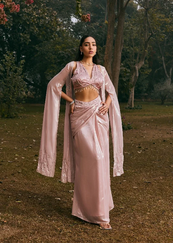 High - low hem holiday dresses with sequined trims for a trendy and eye - catching appearance Amina Mauve Chiffon Hand Embroidered Coord Set High - low hem holiday dresses with sequined trims for a trendy and eye - catching appearance Amina Mauve Chiffon Hand Embroidered Coord Set