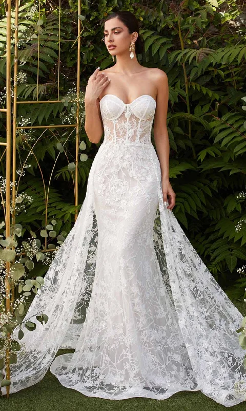 Backless wedding dresses with lace - up details Cinderella Divine - CB046W Applique Sweetheart Gown With Overskirt Backless wedding dresses with lace - up details Cinderella Divine - CB046W Applique Sweetheart Gown With Overskirt