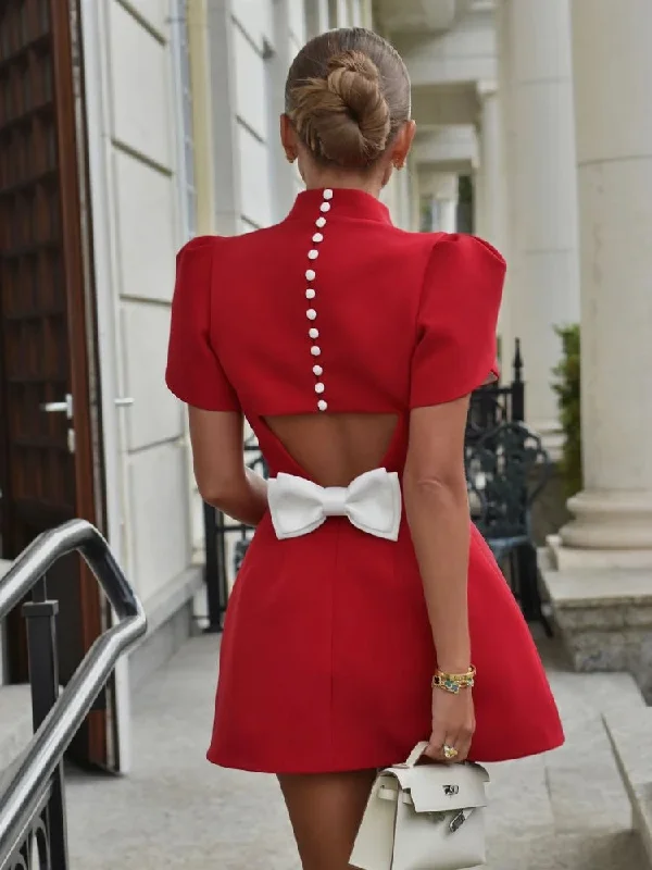 Cocktail dresses with a pleated skirt and a square neckline Elegant Formal Stylish Bow Shoulder Christmas Party Dress Cocktail dresses with a pleated skirt and a square neckline Elegant Formal Stylish Bow Shoulder Christmas Party Dress