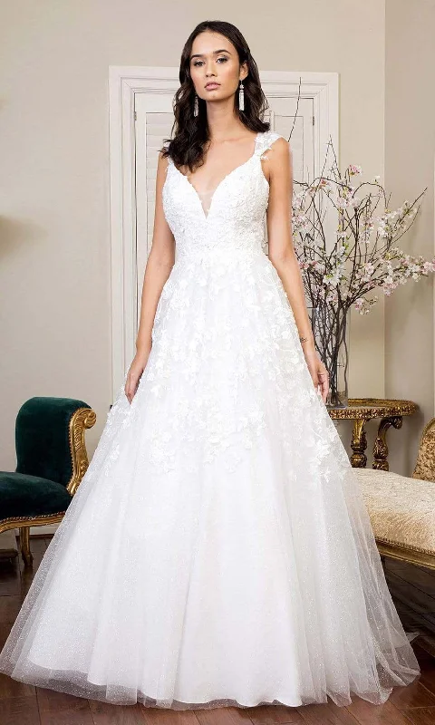 Empire waist wedding dresses with beaded bodices Elizabeth K - GL1950 Plunging Neck Floral Long Gown Empire waist wedding dresses with beaded bodices Elizabeth K - GL1950 Plunging Neck Floral Long Gown