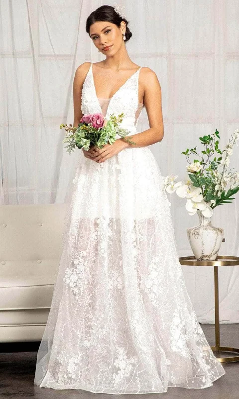 Ruffled wedding dresses with a cascading effect Elizabeth K GL1984 - Sleeveless Floral A-Line Dress Ruffled wedding dresses with a cascading effect Elizabeth K GL1984 - Sleeveless Floral A-Line Dress