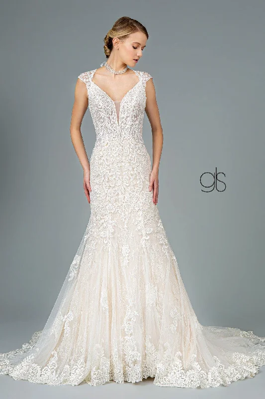 Wedding dresses with a belt made of crystals Embroidered Mesh Mermaid Long Wedding Gown Wedding dresses with a belt made of crystals Embroidered Mesh Mermaid Long Wedding Gown