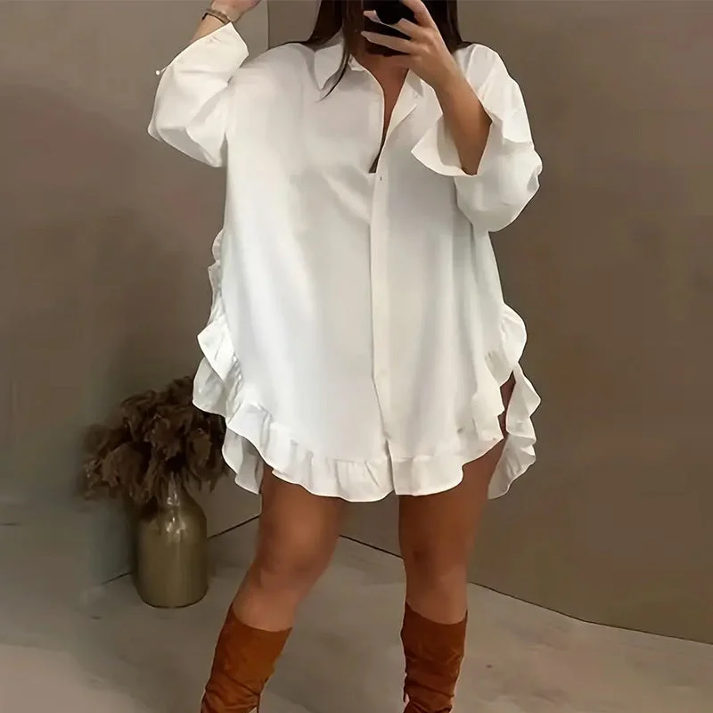 Party dresses with a satin - lined interior for added comfort Heavenly Hues Irregular Lace White Shirt Party dresses with a satin - lined interior for added comfort Heavenly Hues Irregular Lace White Shirt
