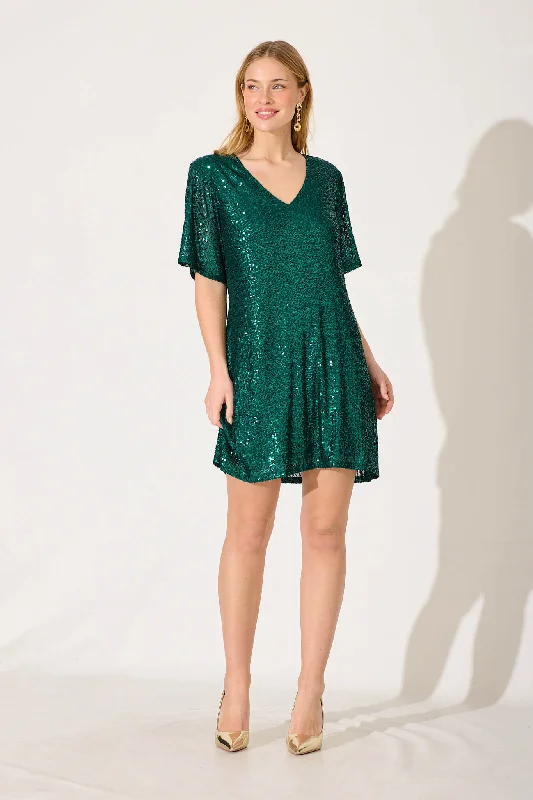 Party dresses with a one - shoulder design for a modern and unique look Its You Dress In Emerald Green Sequin Party dresses with a one - shoulder design for a modern and unique look Its You Dress In Emerald Green Sequin