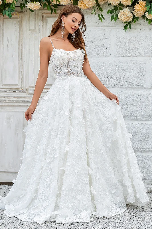 Lace - covered wedding dresses with a scalloped hem Ivory Floral Lace Sweep Train Wedding Dress Lace - covered wedding dresses with a scalloped hem Ivory Floral Lace Sweep Train Wedding Dress