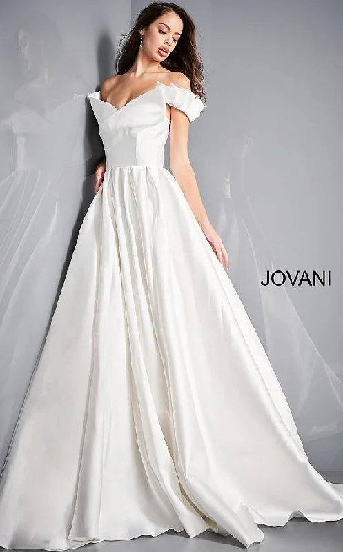 Two - piece wedding dresses with a crop top Jovani 2500 Off the Shoulder A Line Bridal Gown JB Two - piece wedding dresses with a crop top Jovani 2500 Off the Shoulder A Line Bridal Gown JB