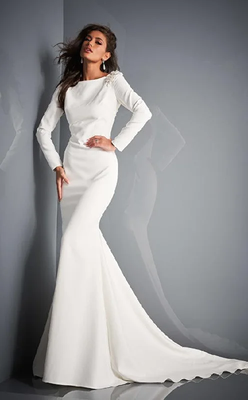 Square - neck wedding dresses with a demure look Jovani 2508 Long Sleeve Wedding Dress JB Square - neck wedding dresses with a demure look Jovani 2508 Long Sleeve Wedding Dress JB