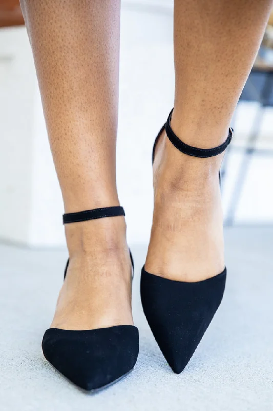 Wedding guest dresses with cut - out details and midi lengths Julianna Black Pointed Close Toe Heels FINAL SALE