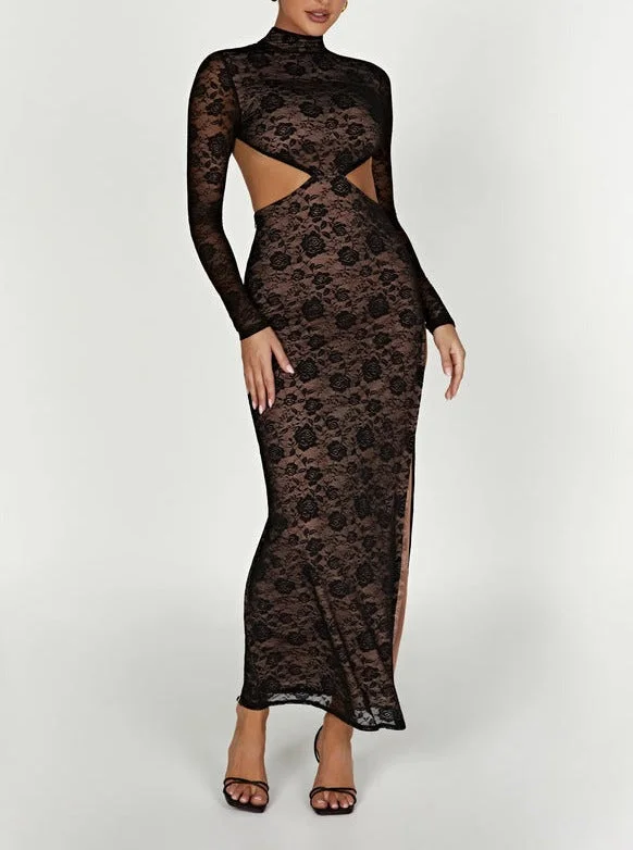 Plus - size A - line holiday dresses with floral prints for a comfortable and stylish celebration Juliet Lace Maxi Dress in Black Plus - size A - line holiday dresses with floral prints for a comfortable and stylish celebration Juliet Lace Maxi Dress in Black