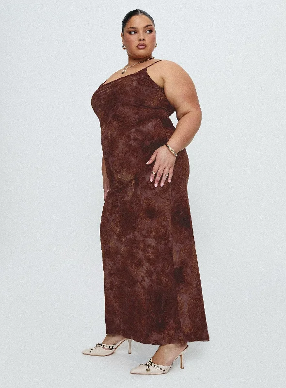 Party dresses with a cut - out design for a daring and edgy style Knox Maxi Dress Chocolate Paisley Curve Party dresses with a cut - out design for a daring and edgy style Knox Maxi Dress Chocolate Paisley Curve