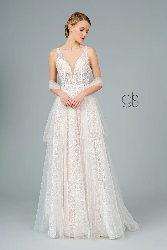 Illusion - neck wedding dresses with delicate lace Lace Mesh Layered Long Wedding Dress Illusion - neck wedding dresses with delicate lace Lace Mesh Layered Long Wedding Dress