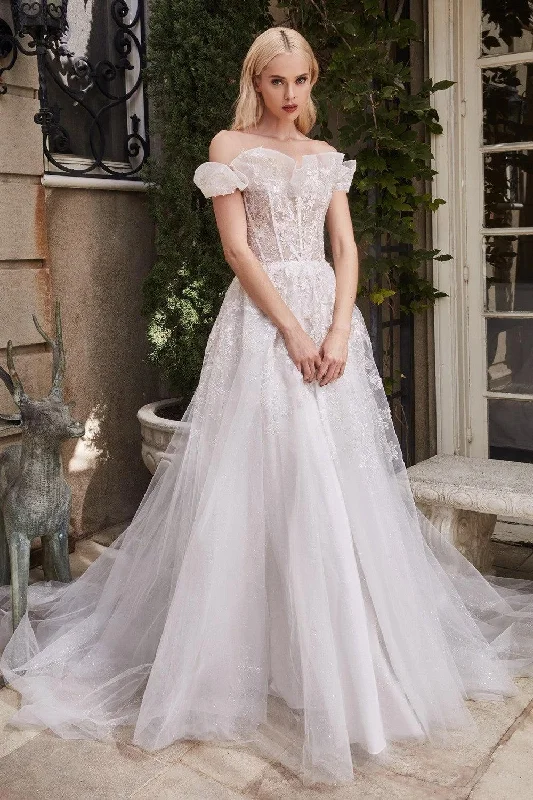 Wedding dresses with a corseted bodice for a cinched waist Cinderella Divine A1090 Long Off Shoulder Wedding Dress Wedding dresses with a corseted bodice for a cinched waist Cinderella Divine A1090 Long Off Shoulder Wedding Dress