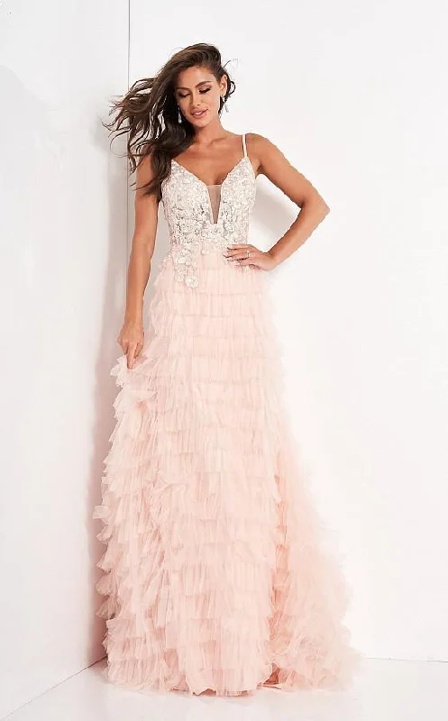 Trumpet - style wedding dresses with a train​ Jovani 2501 Long Spaghetti Straps Bridal Gown JB