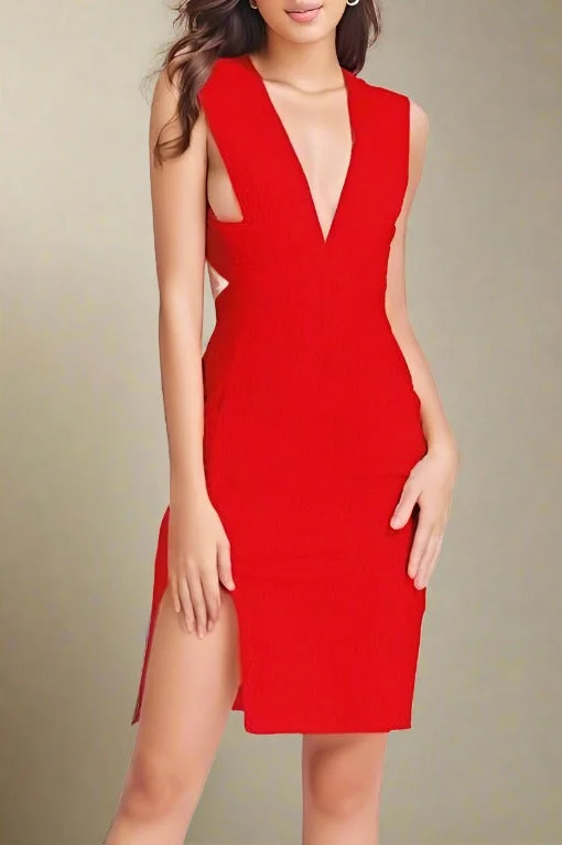 Holiday dresses with an elastic waistband for a comfortable and easy - to - wear holiday option Pia Bandage Dress - Lipstick Red Holiday dresses with an elastic waistband for a comfortable and easy - to - wear holiday option Pia Bandage Dress - Lipstick Red