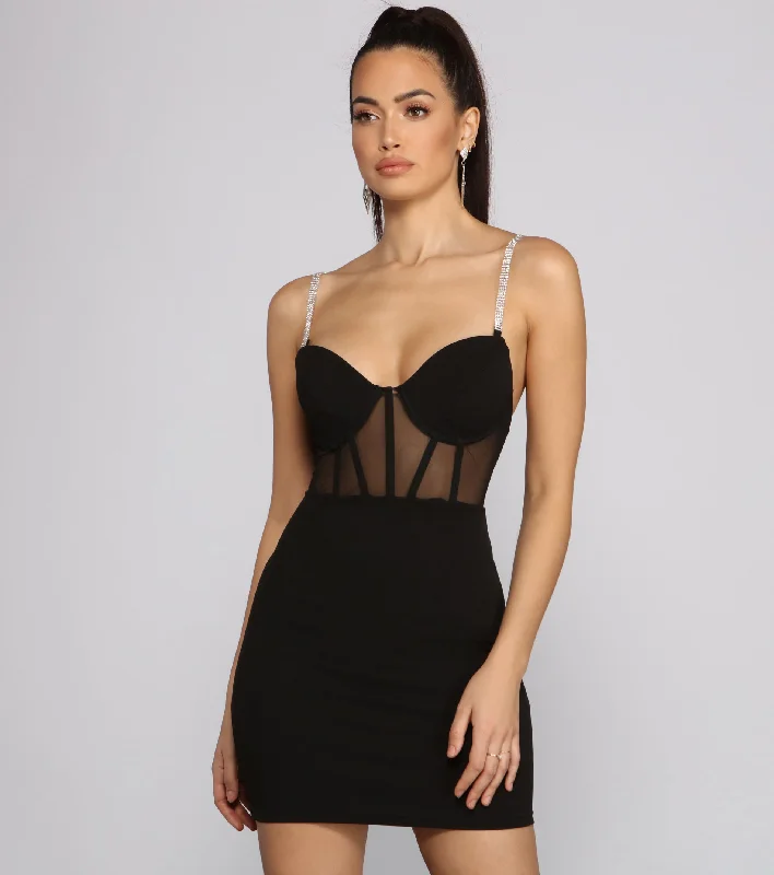Bodycon dress made of stretchy spandex for comfort​ She's A Gem Crepe Mini Dress
