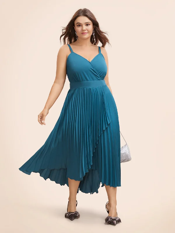 Party dresses with a criss - cross back design for a stylish detail Solid Shirred Wrap Hem Cami Dress Party dresses with a criss - cross back design for a stylish detail Solid Shirred Wrap Hem Cami Dress