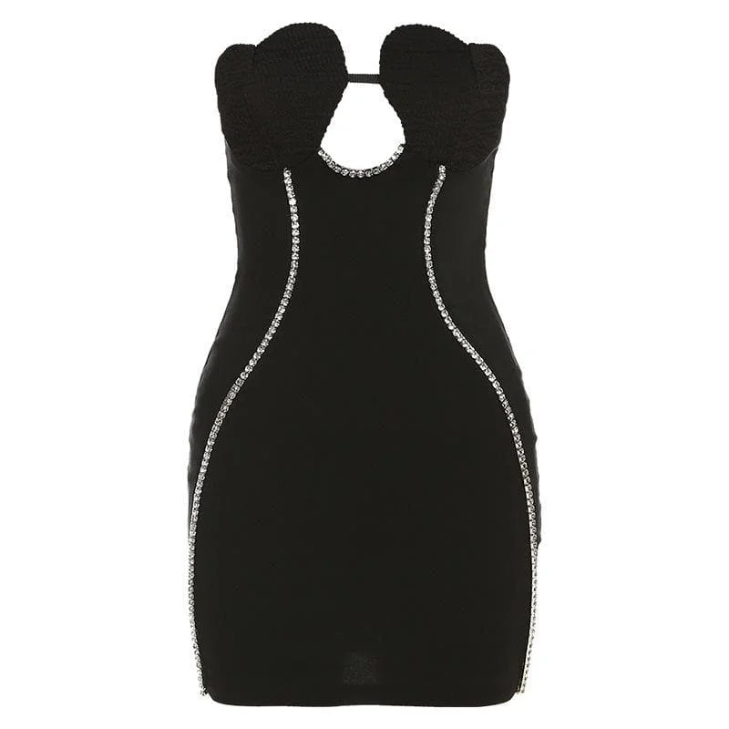Ribbed - texture cocktail dresses with a cap - sleeve design BerryBetty - Solid sweetheart neck beaded ruched backless tube mini dress Ribbed - texture cocktail dresses with a cap - sleeve design BerryBetty - Solid sweetheart neck beaded ruched backless tube mini dress