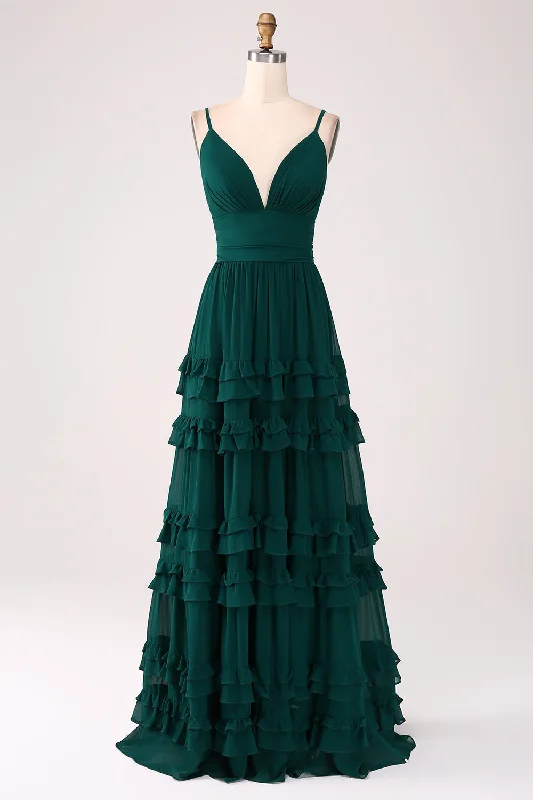Cocktail dresses with a one - piece design and a statement bow Spaghetti Straps Tiered Prom Dress with Pleated Cocktail dresses with a one - piece design and a statement bow Spaghetti Straps Tiered Prom Dress with Pleated