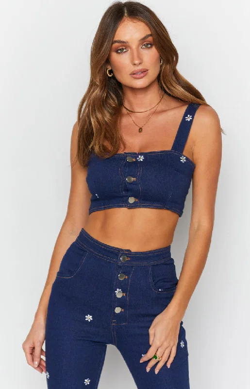 Midi - length party dresses for a modest and fashionable choice Stella Crop Top Indigo Midi - length party dresses for a modest and fashionable choice Stella Crop Top Indigo