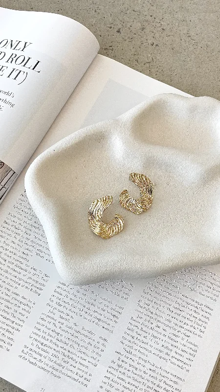 Cocktail dresses with a keyhole back and a midi - length Sunray Earrings - Gold