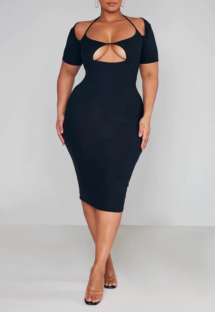 Backless holiday dresses with a low - cut design for a sexy beach holiday Sydney CUT OUT MIDI DRESS CURVE Backless holiday dresses with a low - cut design for a sexy beach holiday Sydney CUT OUT MIDI DRESS CURVE