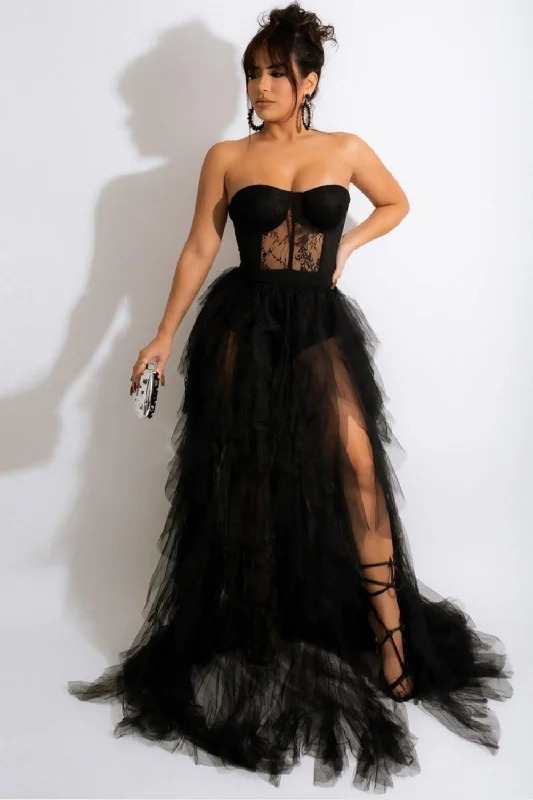 Little black cocktail dresses with lace detailing Tulle Sweetheart Black Prom Dress with Slit Little black cocktail dresses with lace detailing Tulle Sweetheart Black Prom Dress with Slit