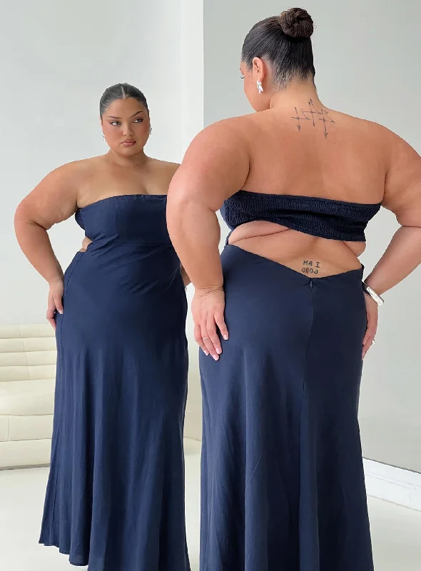 Gothic - style party dresses for a dark and mysterious look Yahir Strapless Maxi Dress Navy Curve Gothic - style party dresses for a dark and mysterious look Yahir Strapless Maxi Dress Navy Curve