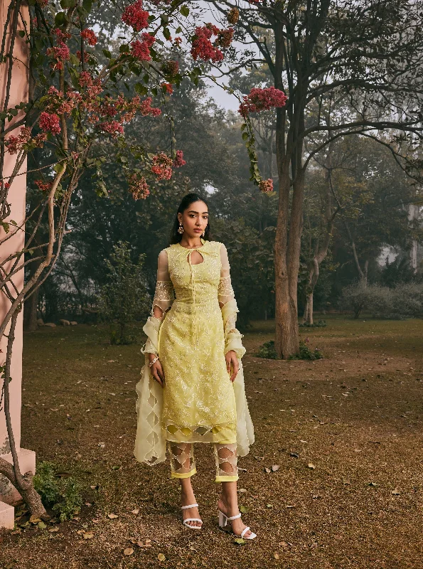 Sequined short holiday dresses for a sparkly New Year's Eve look Mazneen Yellow Organza Kurta Set Sequined short holiday dresses for a sparkly New Year's Eve look Mazneen Yellow Organza Kurta Set
