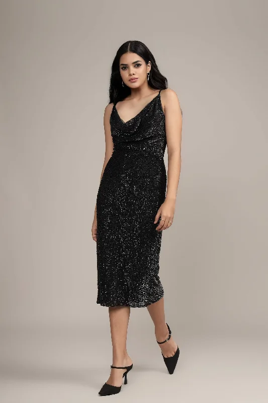 Prom dresses with cold - shoulder ruffled sleeves and floral prints for a romantic and fashionable style Asher Embellished Midi Dress in Black Prom dresses with cold - shoulder ruffled sleeves and floral prints for a romantic and fashionable style Asher Embellished Midi Dress in Black