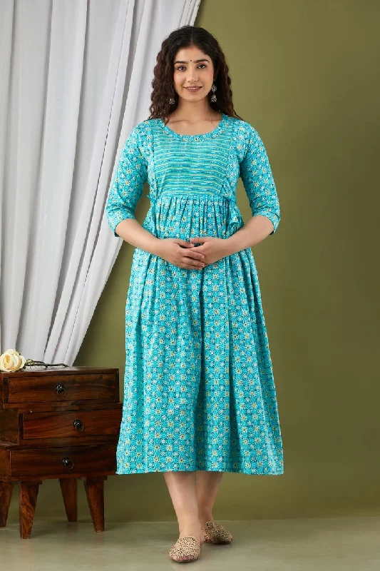 Maternity dress for a baby's first visit to the aquarium Sky Maternity Feeding kurta
