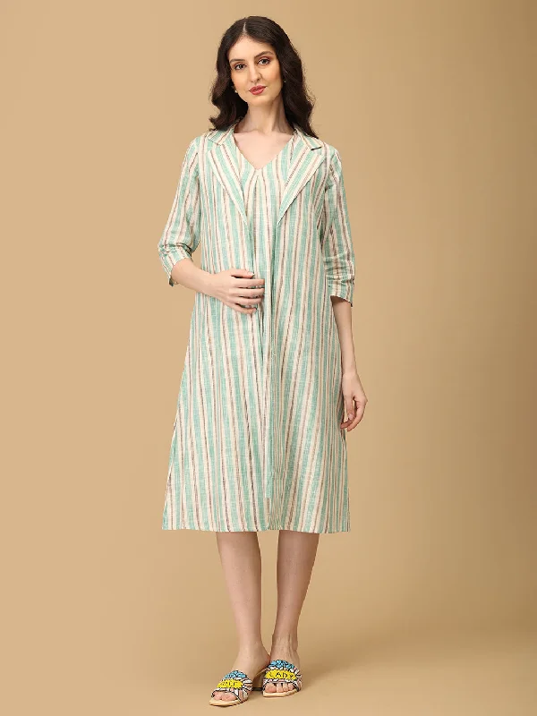 Maternity dress for a baby's first visit to the botanic garden Business Class Maternity and Nursing Shacket Dress