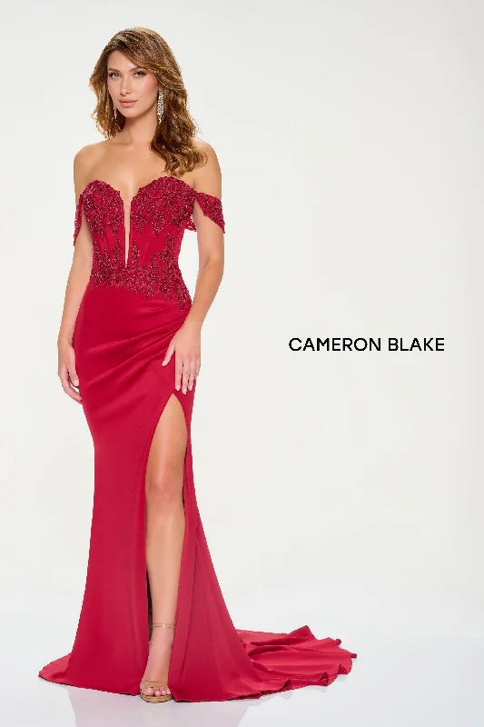 Formal dresses with embroidered panels and tulle overlays for a fairytale prom Cameron Blake CB208 Formal dresses with embroidered panels and tulle overlays for a fairytale prom Cameron Blake CB208