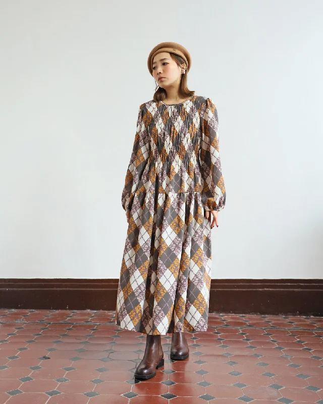  Checker Floral Dress