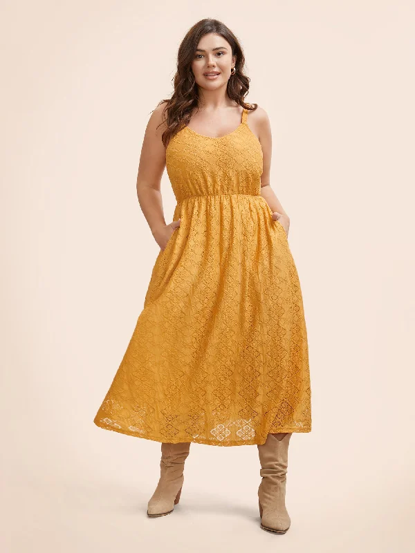  Crochet Lace U Neck Cami Dress