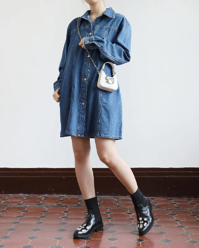 Everyday Dress with Striped Pattern for a Timeless Style​ Denim Shirt Dress