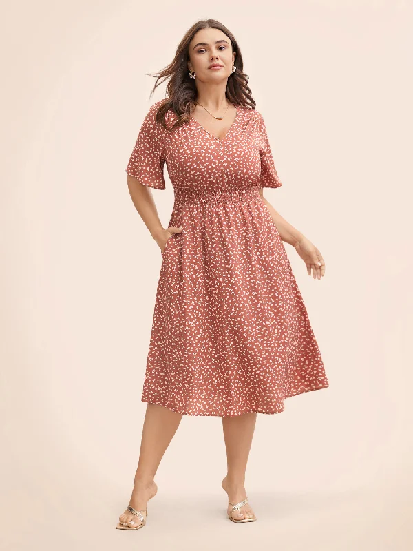 Everyday Corduroy Dress in Autumn Colors Ditsy Floral Shirred Ruffle Sleeve Midi Dress Everyday Corduroy Dress in Autumn Colors Ditsy Floral Shirred Ruffle Sleeve Midi Dress