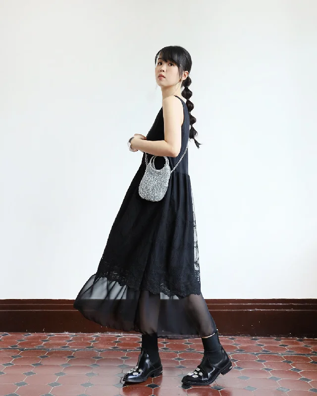 Everyday Dress with Lace - trimmed Hem for Elegance​ Embroidery Layer Dress (3 color)