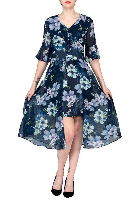 Everyday Dress with Strapless Design for a Glamorous Look TWO PEARS-Flowy Print Dress with Drawstring Everyday Dress with Strapless Design for a Glamorous Look TWO PEARS-Flowy Print Dress with Drawstring