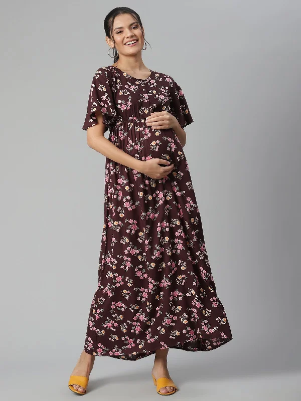 Maternity dress for a baby's first visit to the pool Front Open Maternity Dress
