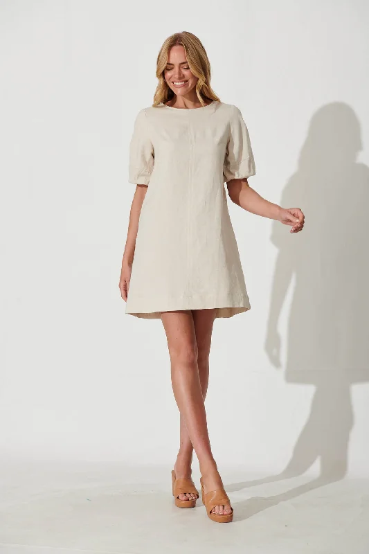 Everyday Dress with Anti - allergenic Material for Sensitive Skin Kyoto Dress In Oatmeal Cotton Linen Everyday Dress with Anti - allergenic Material for Sensitive Skin Kyoto Dress In Oatmeal Cotton Linen