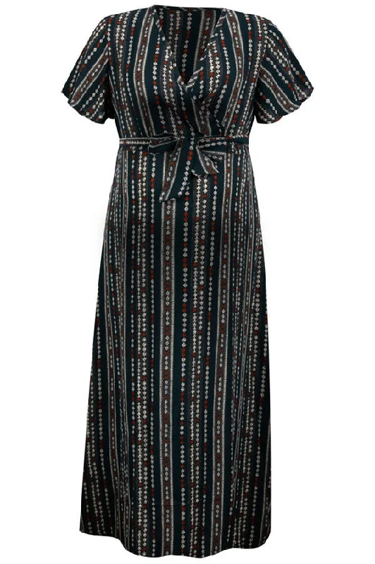 Maternity dress for a baby's first visit to the children's garden Leisure V-Neckline Daily Maternity Midi Dress
