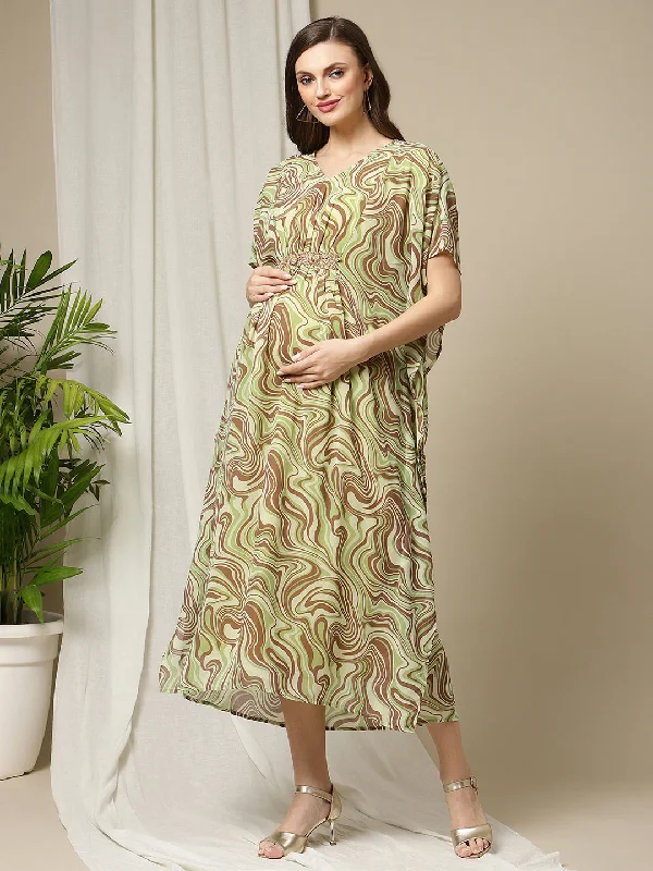 Maternity dress for a baby's first visit to the distillery Geomentric Pattern Maternity Kaftan