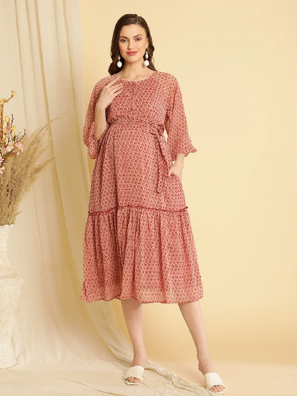 Maternity dress for a mountain getaway Maternity Midi Frock
