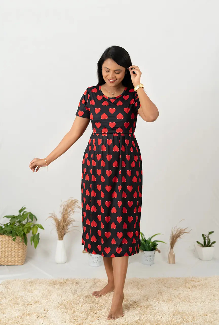 Maternity dress for a fall harvest festival Midi Heartly Light Weight poly Lycra